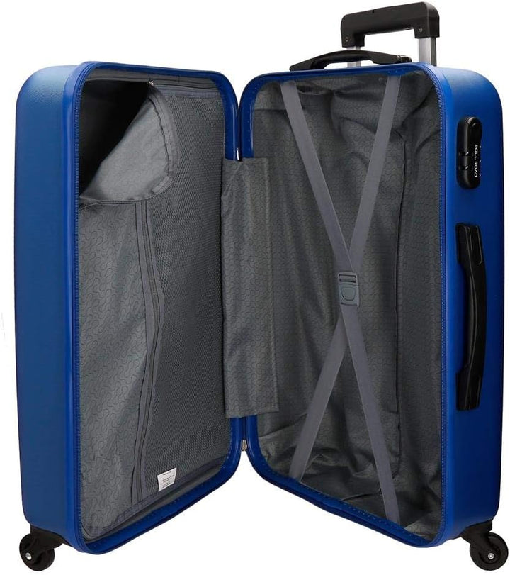 Roll Road Flex Grosser Koffer Blau 51x74x28 cms Hartschalen ABS Kombinationsschloss 91L 3,8Kgs 4 Räd