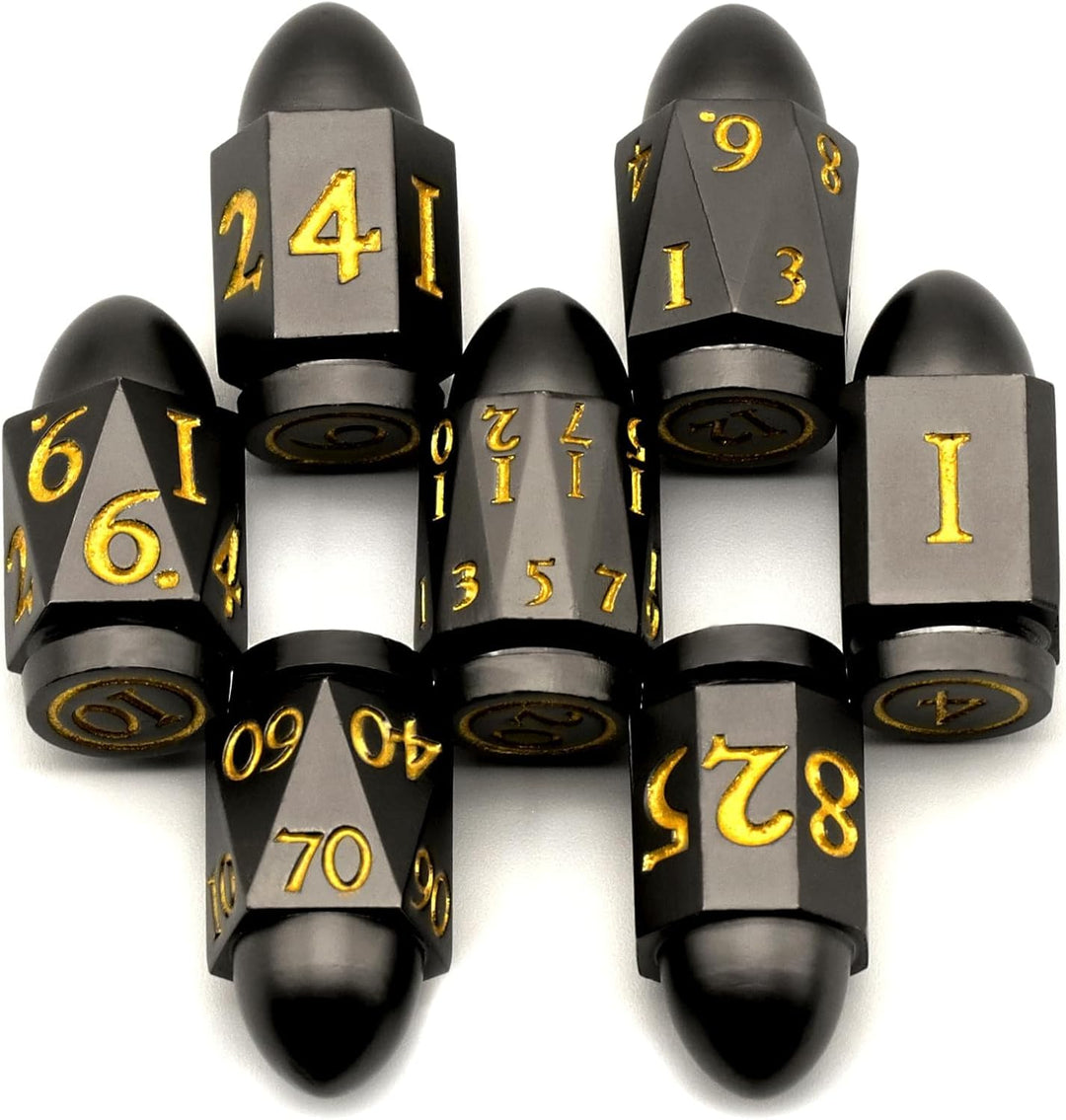 DND Würfelset Dungeons and Dragons Würfel, ZHOORQI Bullet Metall Würfel Set, Polyedrische Würfel Set
