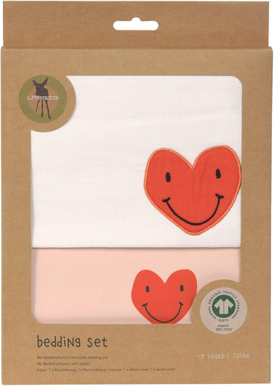 LÄSSIG Kinder Bettwäsche Set aus Bio Baumwolle GOTS zertifiziert 2-teilig/Bedding Set Heart peach ro