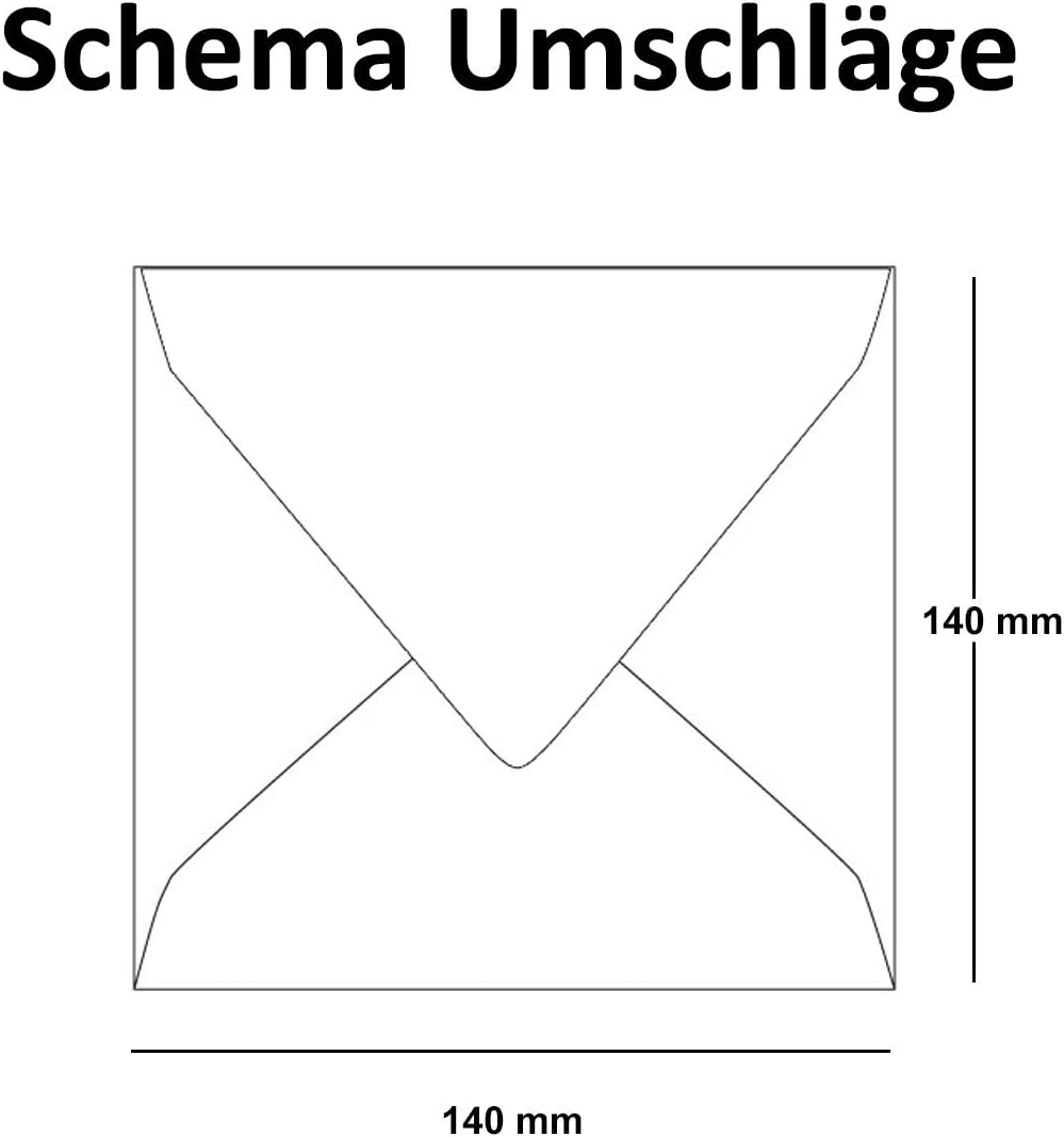 NEUSER PAPIER 100x Kraftpapier-Karten Set quadratisch 13,5 x 13,5 cm mit Brief-Umschlägen - Recyclin