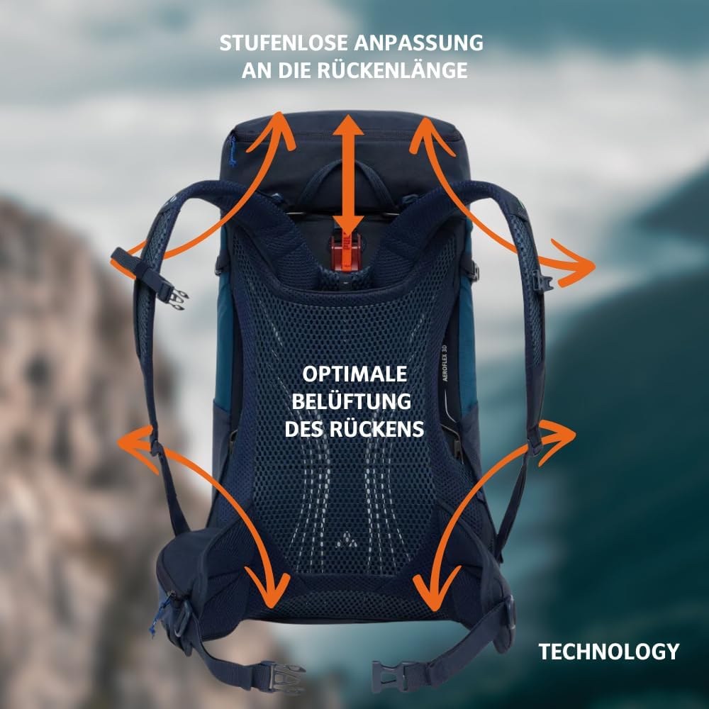 VAUDE Brenta 30 Wanderrucksack 30L mit ergonomischem Tragesystem, atmungsaktiver Rückwand, Trinksyst