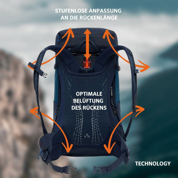 VAUDE Brenta 30 Wanderrucksack 30L mit ergonomischem Tragesystem, atmungsaktiver Rückwand, Trinksyst