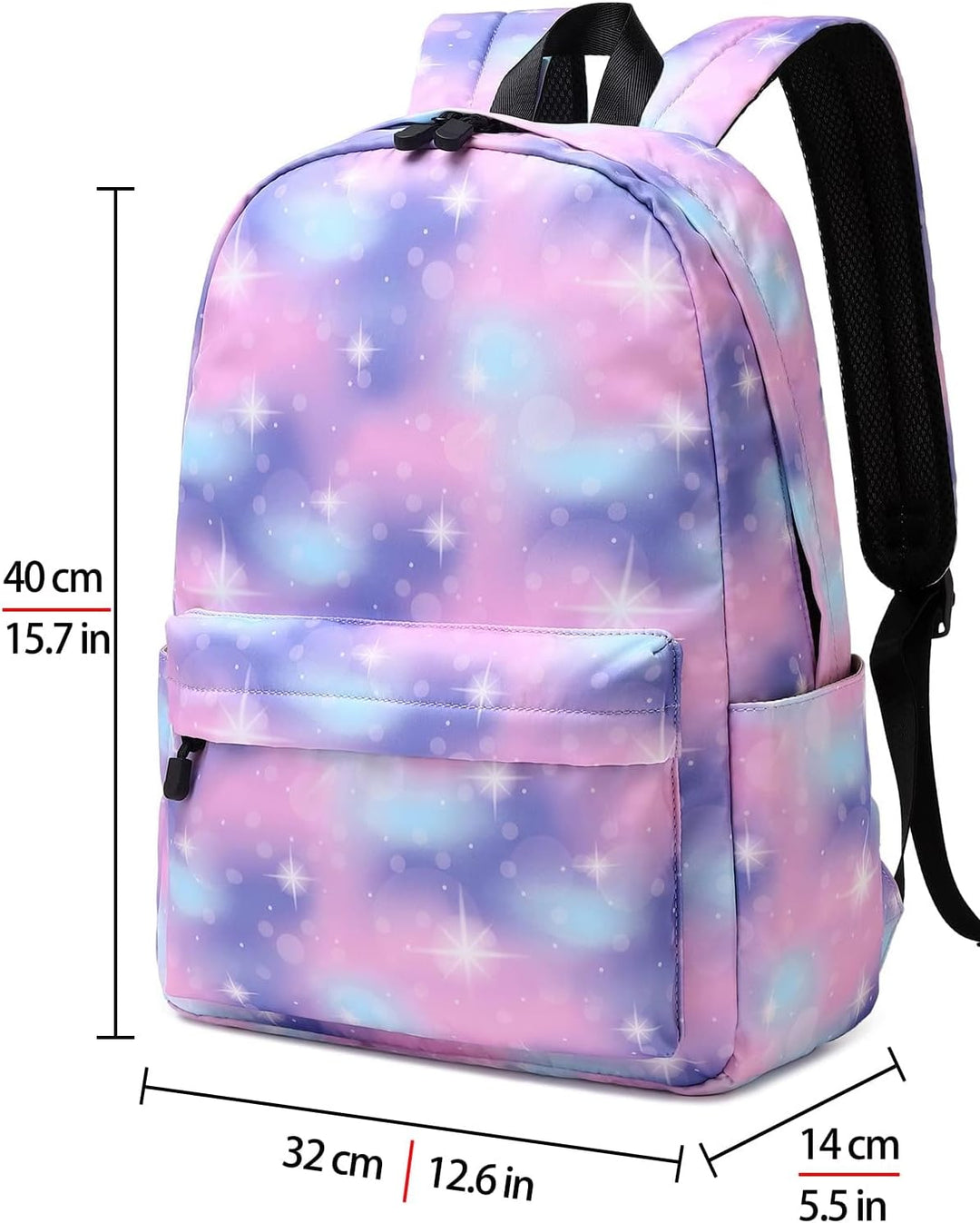 Lohol Leichter Schulrucksack für Mädchen, Kinder-Schulranzen-Rucksack mit Galaxie Aufdruck (Rosa&amp;Lil