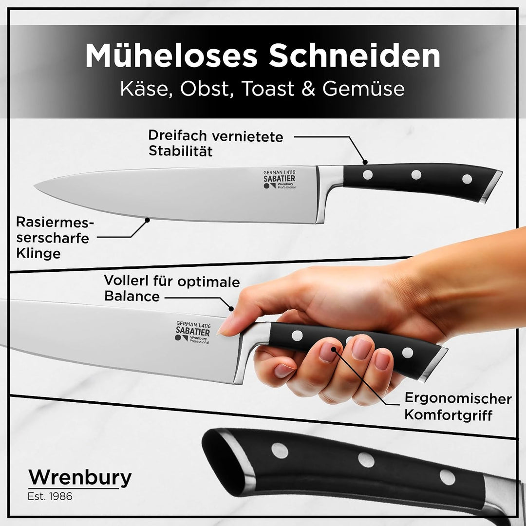Wrenbury Messerset – inklusive Schneidemesser, Brotmesser und Schälmesser – 3-teilig aus deutschem E