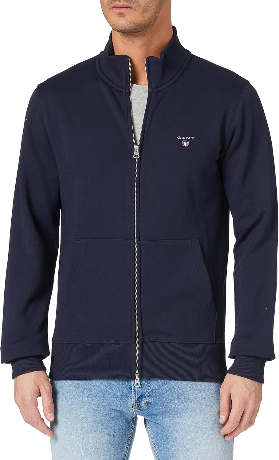 GANT Herren Full Zip Cardigan ORIGINAL Strickjacke MIT REIssVERSCHLUSS XS Evening Blue, XS Evening B