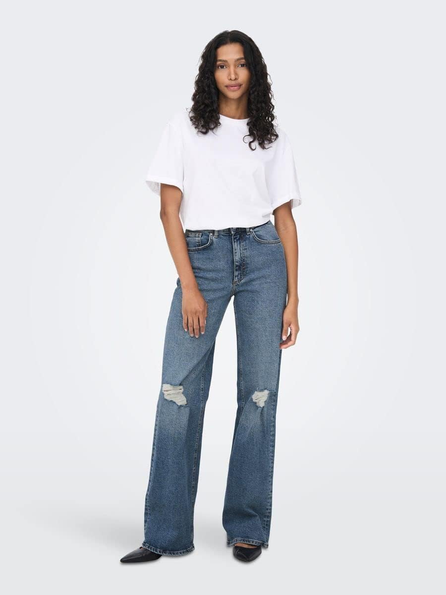 ONLY Damen Jeans 25W / 32L Dark Medium Blue Denim, 25W / 32L Dark Medium Blue Denim