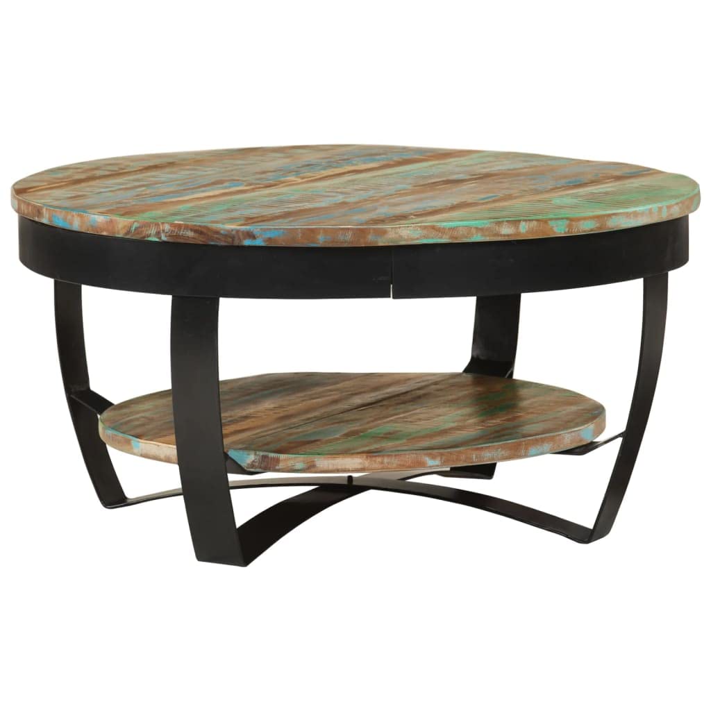 vidaXL Massivholz Couchtisch Ablage Beistelltisch Kaffeetisch Wohnzimmertisch recyceltes Massivholz,