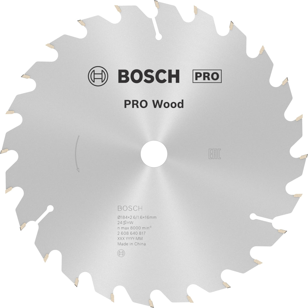 Bosch Professional Kreissägeblatt Optiline Wood (für Holz, 184 x 16 x 2,6 mm, 24 Zähne, Zubehör Krei