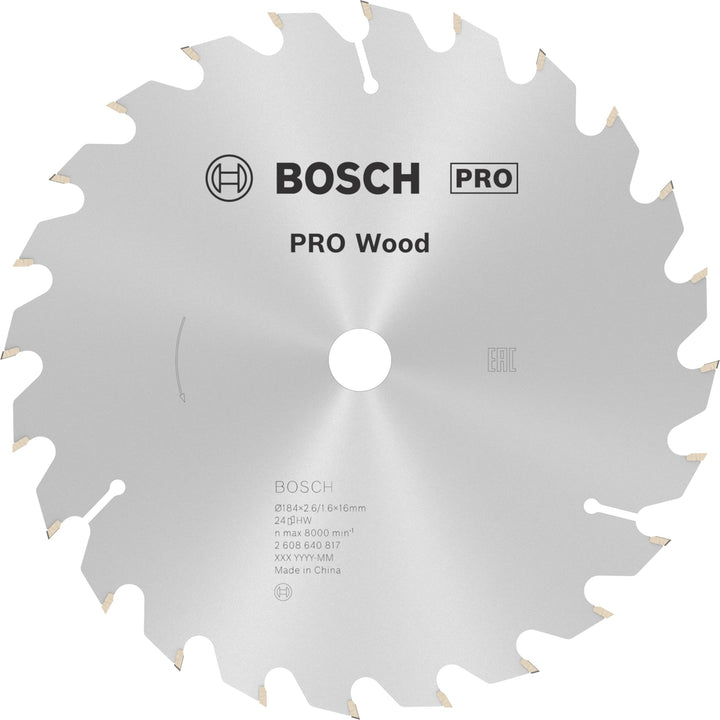Bosch Professional Kreissägeblatt Optiline Wood (für Holz, 184 x 16 x 2,6 mm, 24 Zähne, Zubehör Krei