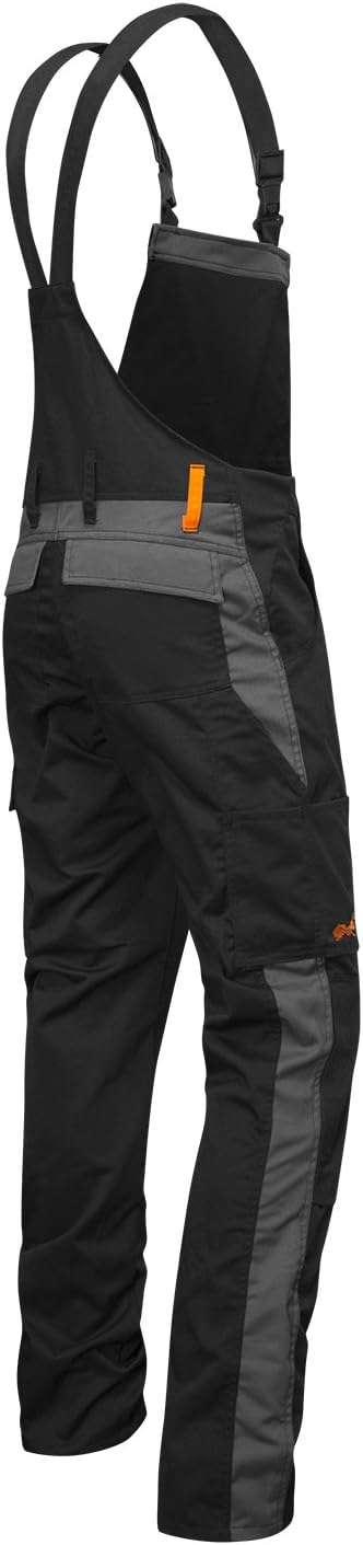 strongAnt Latzhose Herren Stretch Arbeitshose Arbeitslatzhose mit Kniepolstertaschen Schwarz Grau We