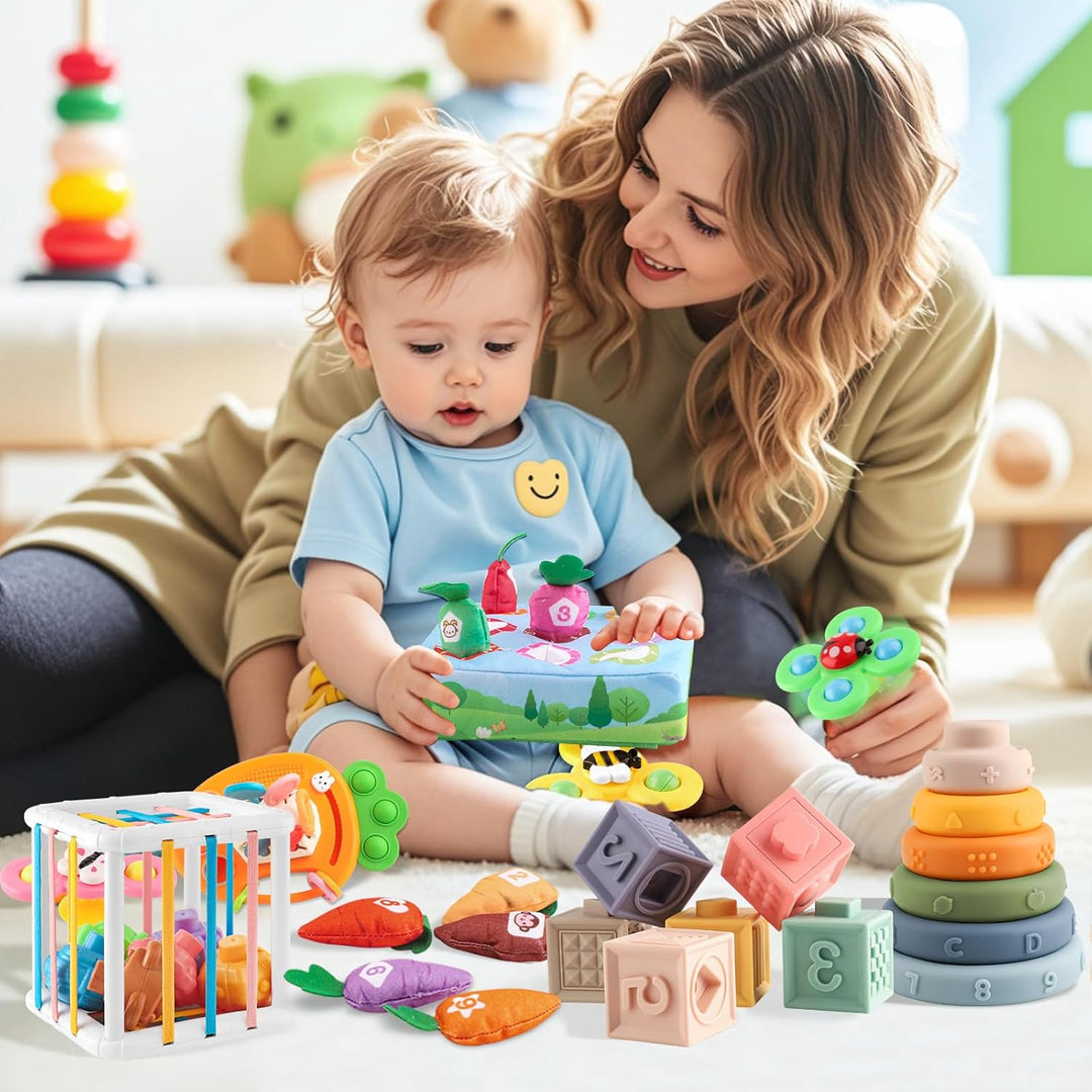6 in 1 Montessori Spielzeug Baby, Spielzeug Baby ab 6 bis 12 Monate, Sensorisches Baby Spielzeug, Mo