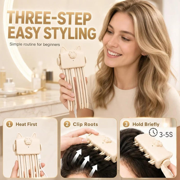 Beheizter Haar Volumen Clip, Beheizter Wurzellift Volumen Haarclip Beige, Beige