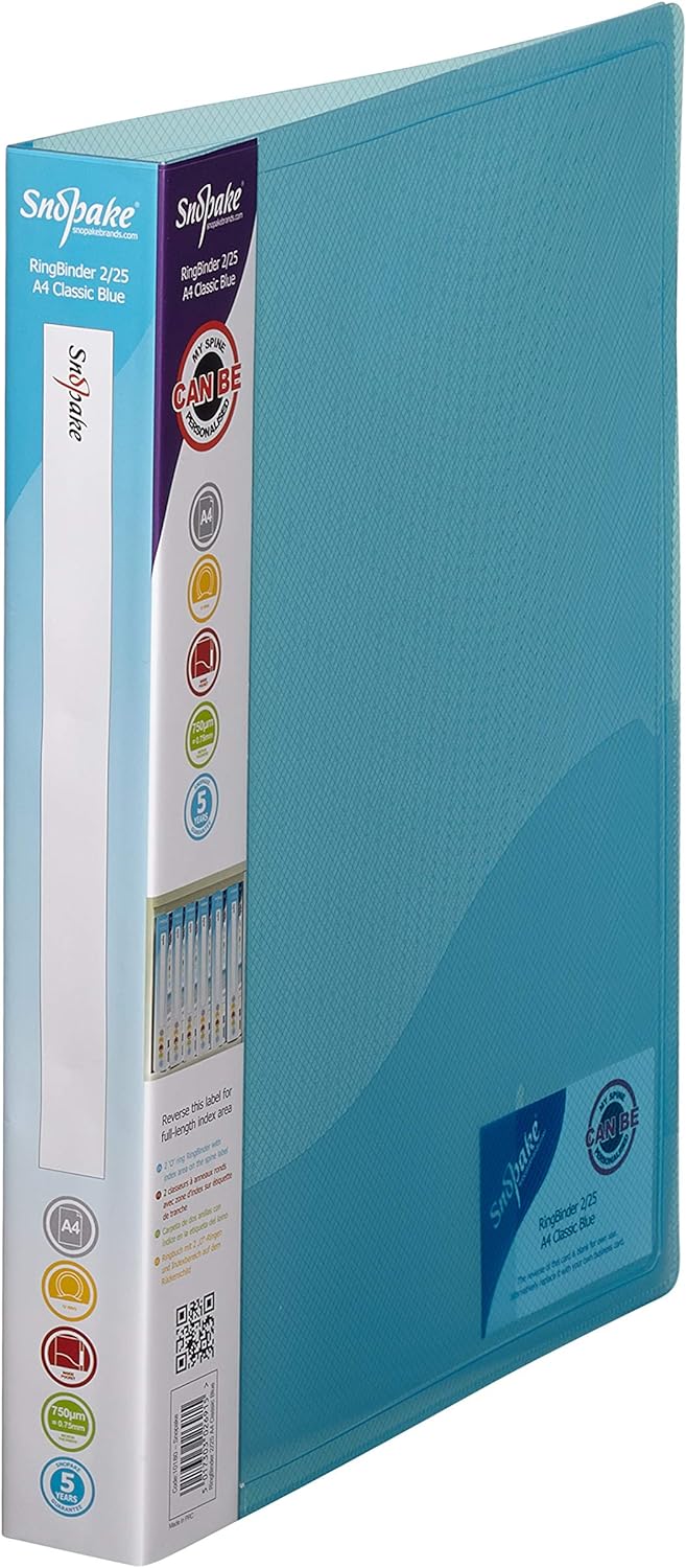 Snopake 10180 Superline Ringmappe Polypropylen 2 O-Ringe 25 mm A4 10 Stück blau blau (classic blue),
