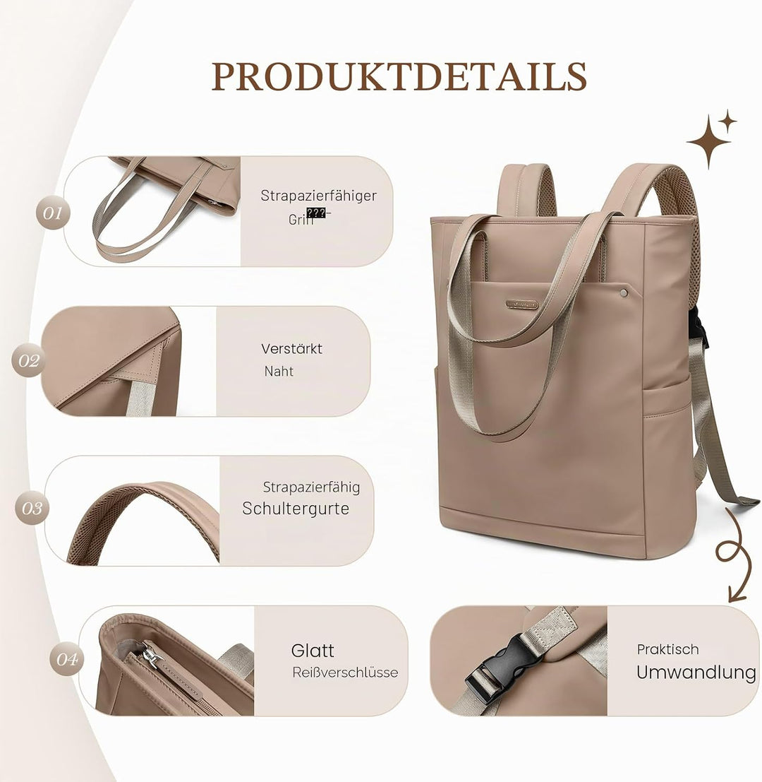 Rucksack Damen 16 Zoll, Laptop Schulrucksack Wasserdicht, Schultasche Women Elegant Tagesrucksäcke H