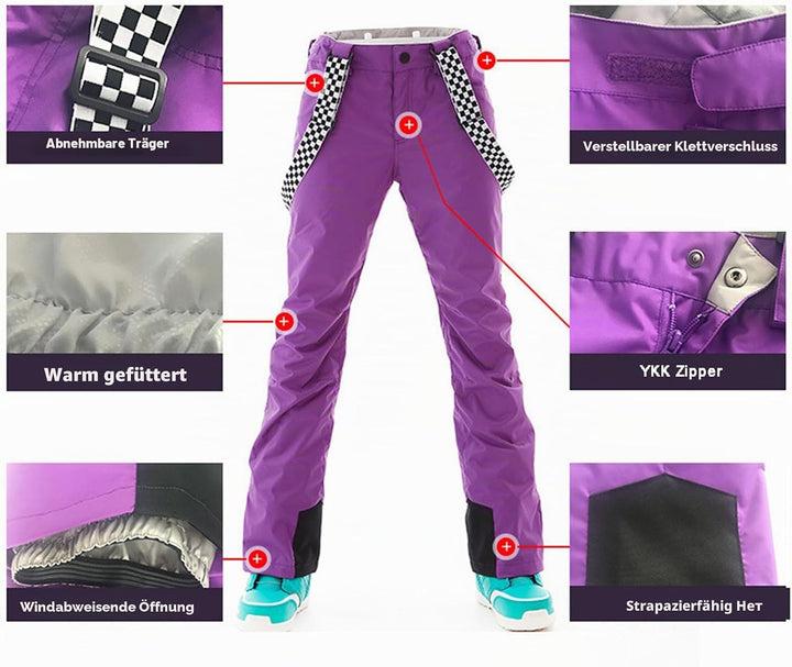 ALSOGO Damen Skianzug Schneeanzug Winddicht Wasserdicht Skifahren Snowboardjacke Trägerhose Set Zum