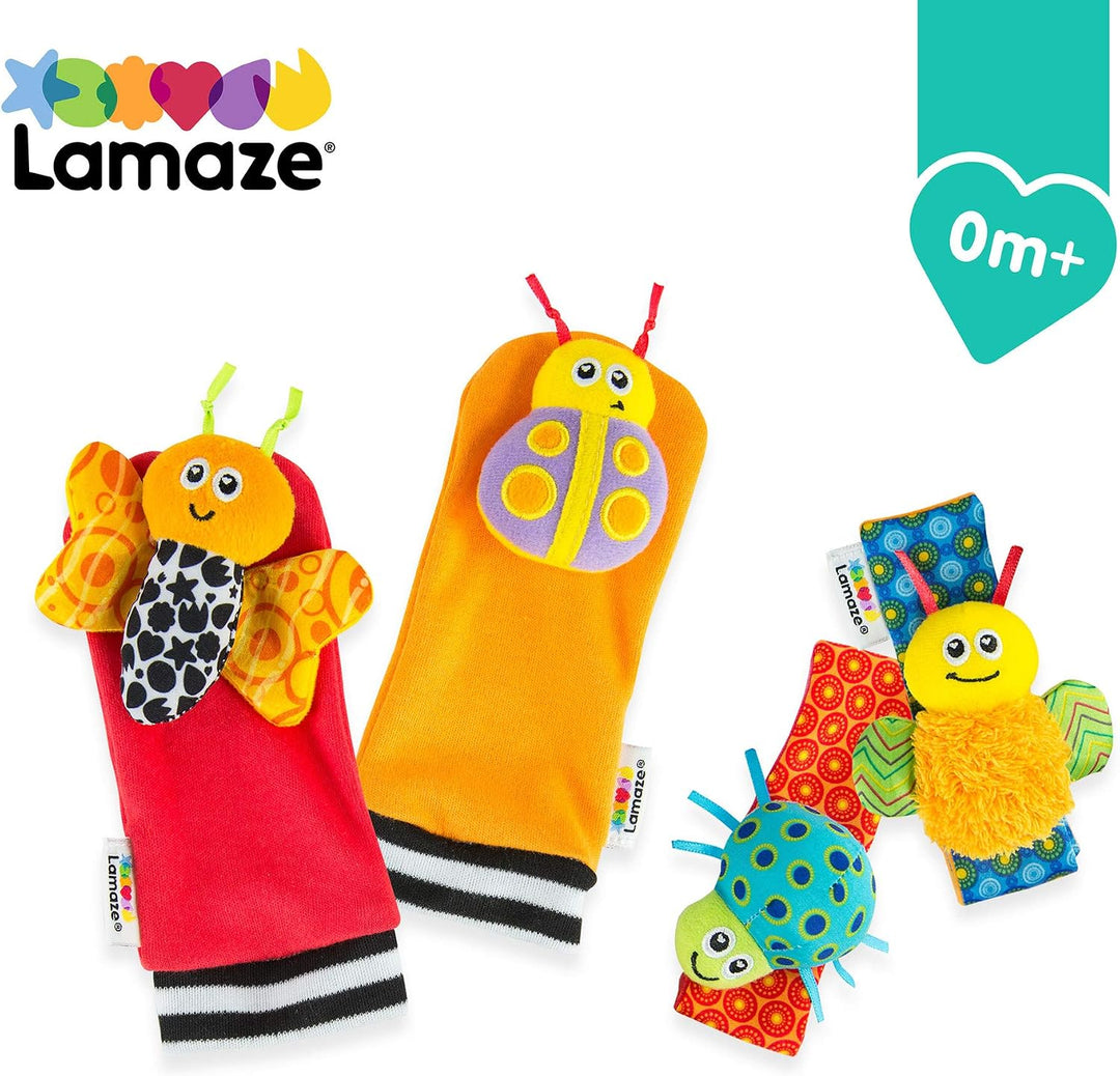 LAMAZE Gardenbug Wrist Baby Rattle Toy Baby Gift Set, Cute Foot Finder Baby Toy with Sensory Stimula