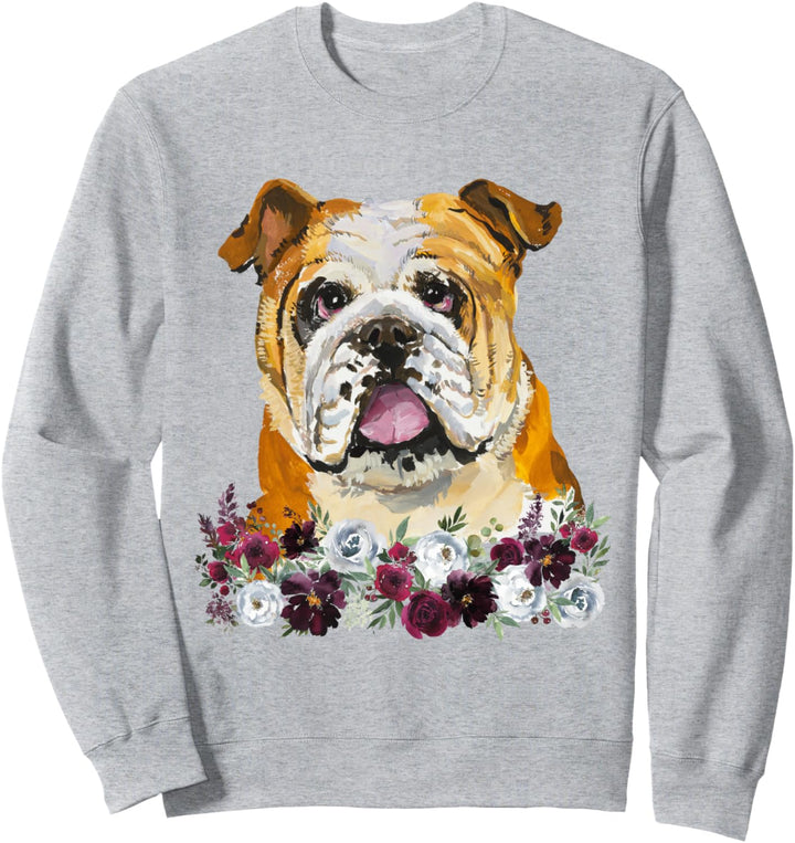 Englische Bulldogge mit Blumenmuster Sweatshirt