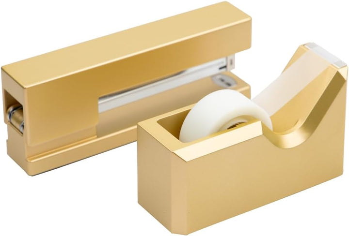 JAM PAPER Büro & Schreibtischset - 1 Tacker & 1 Klebebandspender - Gold - 2/Packung, Gold