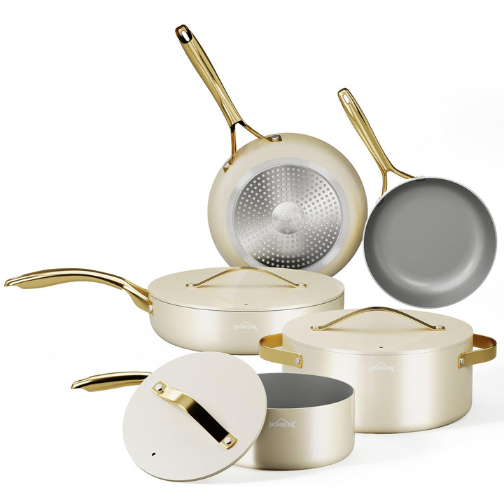 Topfset, HOMELUX Topfset Induktion 8 teilig, Induktions Töpfe Set, Töpfe mit Glasdeckel, Kochtopf-Se