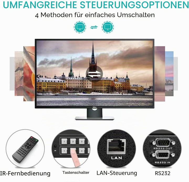 MT-VIKI HDMI Matrix Switch 8 in 8 Out Rackmount Splitter & Switch 8x8 mit IR-Fernbedienung RS-232 LA