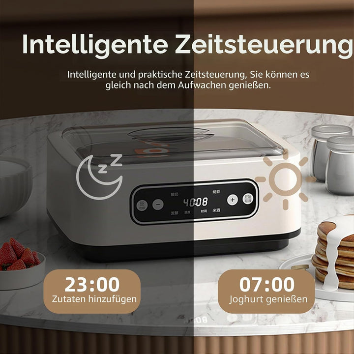 Joghurtbereiter, Joghurtmaschine inkl. 6 Glasbehälter à 100 ml für bis 1,6L selbstgemachten Joghurt,