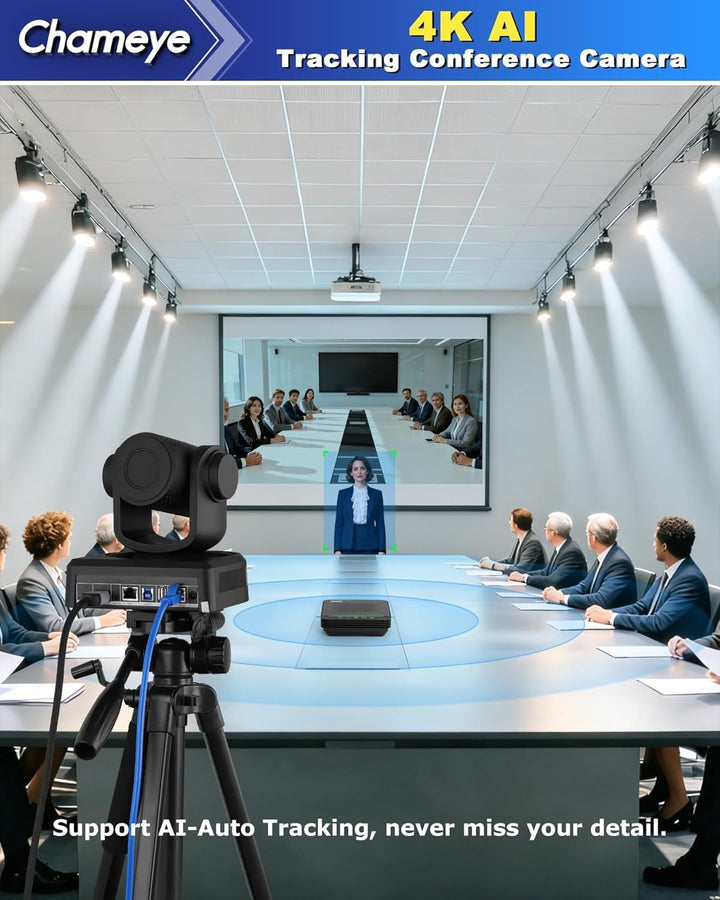 Chameye 4K 20x AI PTZ Konferenzkamera Set mit Bluetooth Konferenzmikrofon, 4K PTZ Kamera mit KI-Auto