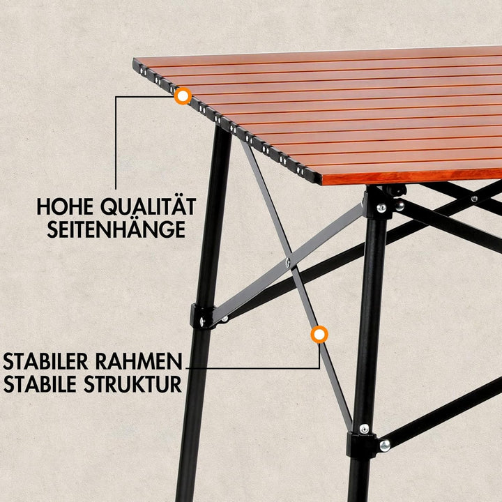 PORTAL Campingtisch klappbar Klapptisch Camping faltbar mit Aluminium Tischplatte belastbar 80kg mit