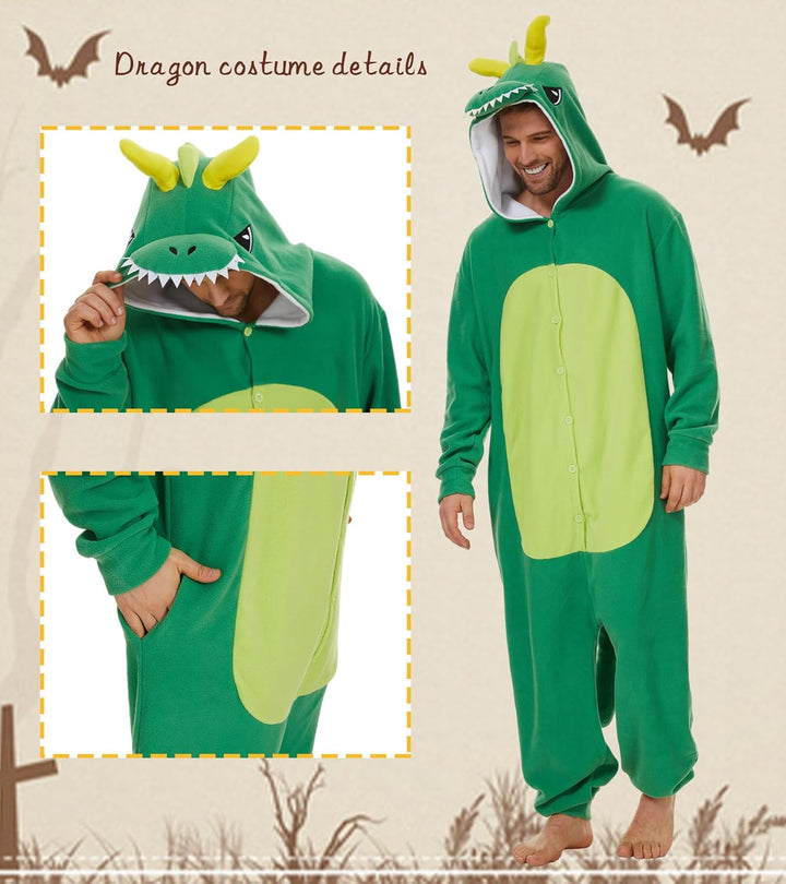 Guturris Unisex Drache Pyjamas Tier Schlafanzug Jumpsuit Halloween Cosplay Kostüm Schlafanzug Nachtw