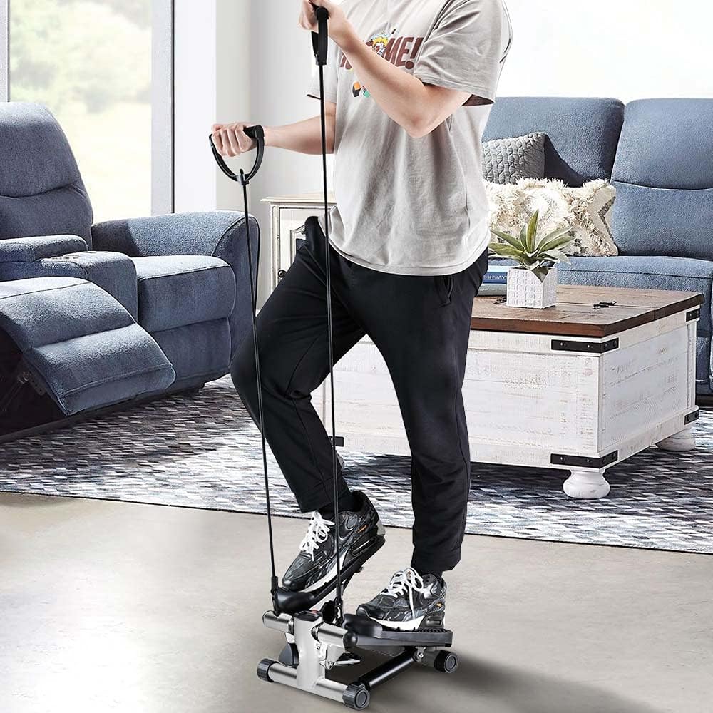 BAKAJI Stepper Training Fitness Cardio Beine Bauch Hüfte mit LCD-Display Kalorien Zeit und elastisch