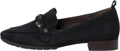 Tamaris Comfort Damen Loafer ohne Absatz aus Leder Business Slippers Comfort Fit 36 EU Weit Navy, 36