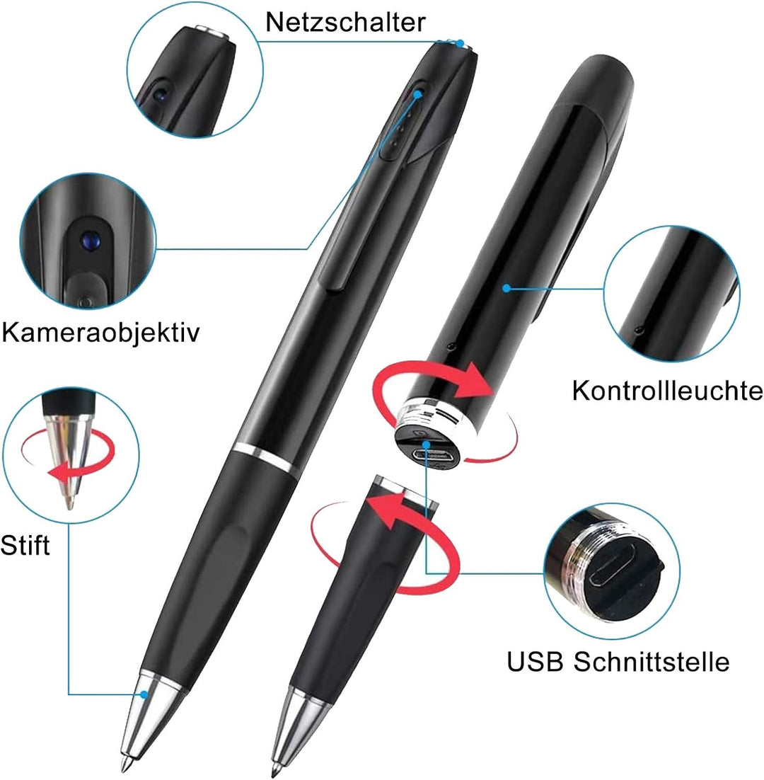 KAMREA Mini Stift Kamera, HD 1080P Tragbare Überwachungskamera, Videokamera mit Audio für Unterricht