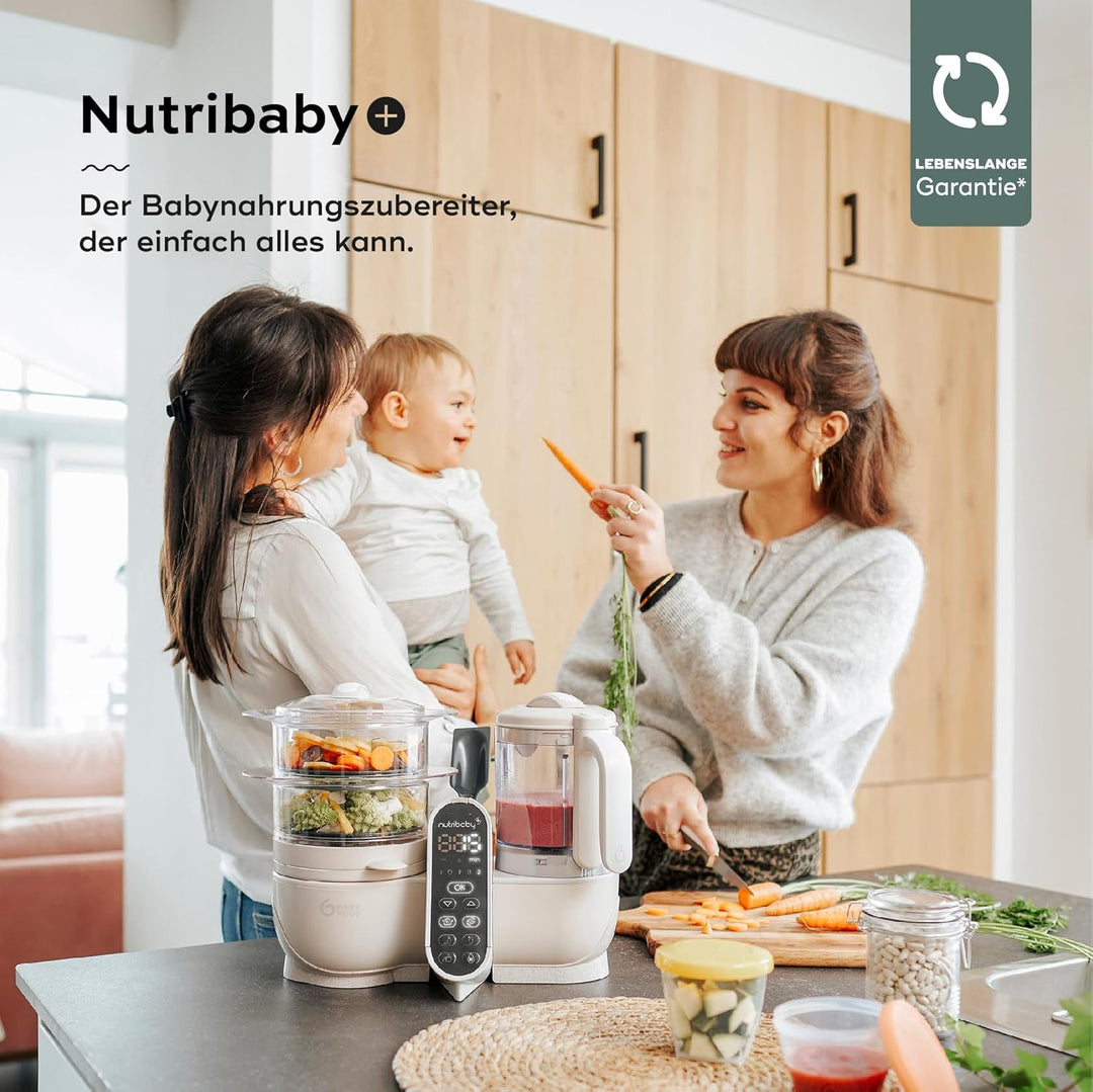 Babymoov Set Nutribaby Plus Mineral Beige - Babynahrungszubereiter, 2200ml Fassungsvermögen + Babybo