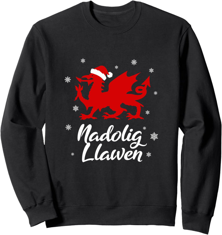 Nadolig Llawen walisischer Cymru Merry Christmas Dragon Sweatshirt
