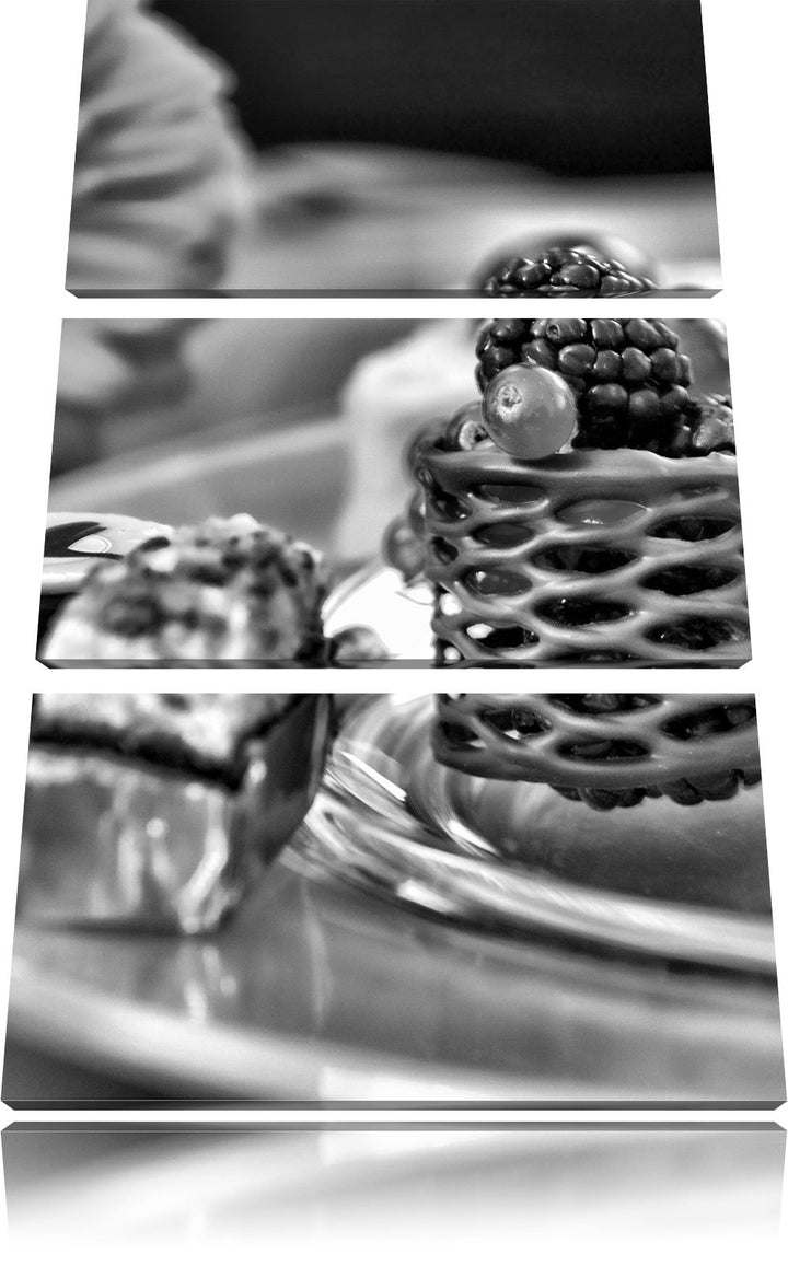 Pixxprint appetitliche Desserts als Leinwandbild/Grösse: 3 Teilig (120x80) cm/Wandbild/Kunstdruck/fe