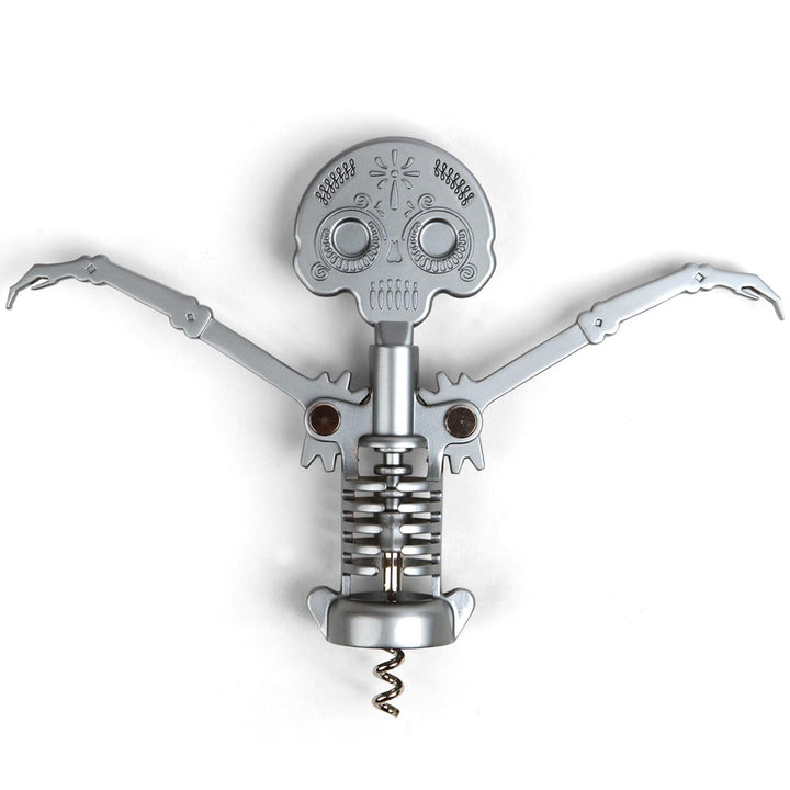 Kikkerland Zinc Alloy Steel Day of The Dead Corkscrew, Grey Tag der Toten, Tag der Toten