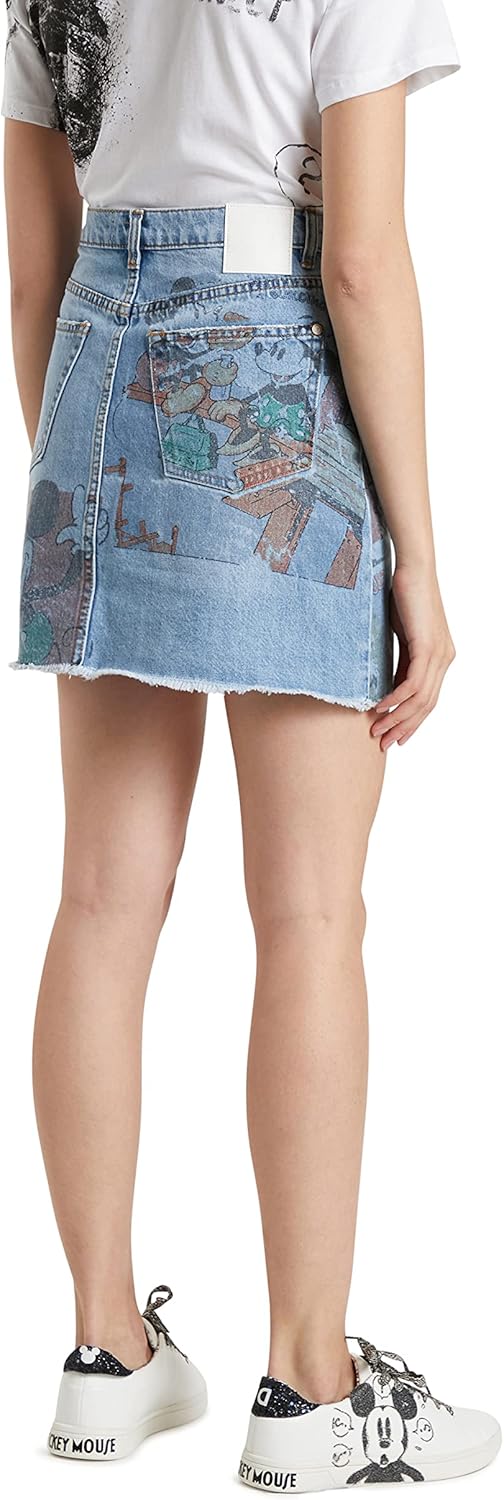 Desigual Damen FAL_India Skirt 38 Blau, 38 Blau