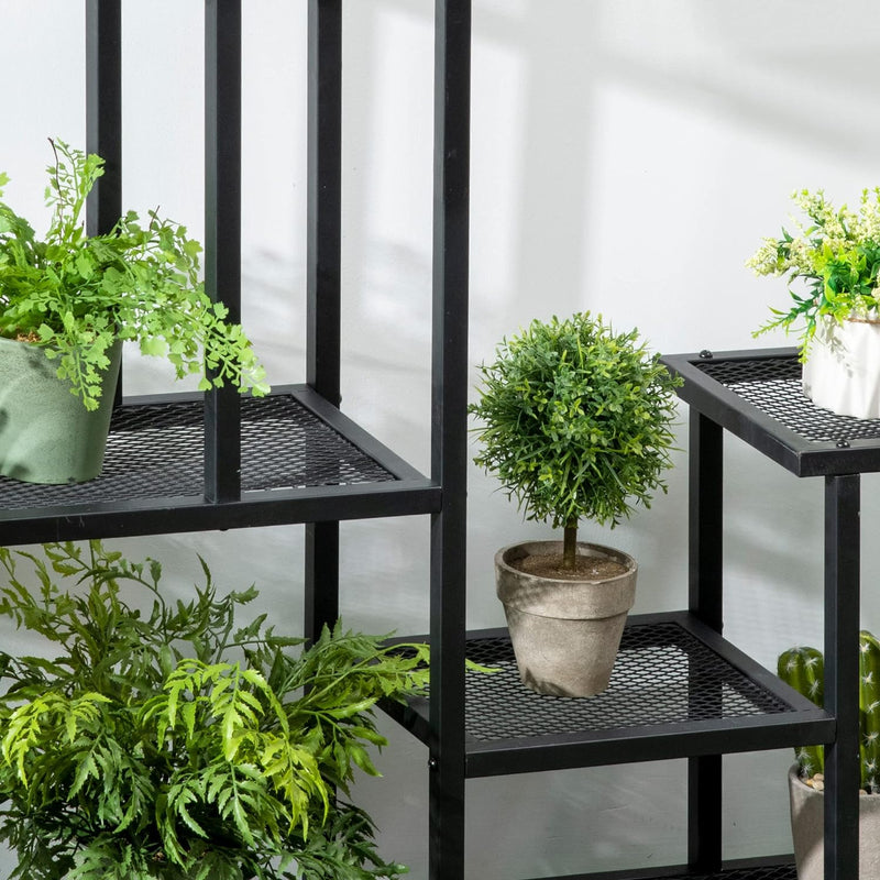 Outsunny Pflanzenregal, Pflanzentreppe mit 4 Stufen, mehrstöckiges Blumenregal, Pflanzenständer für