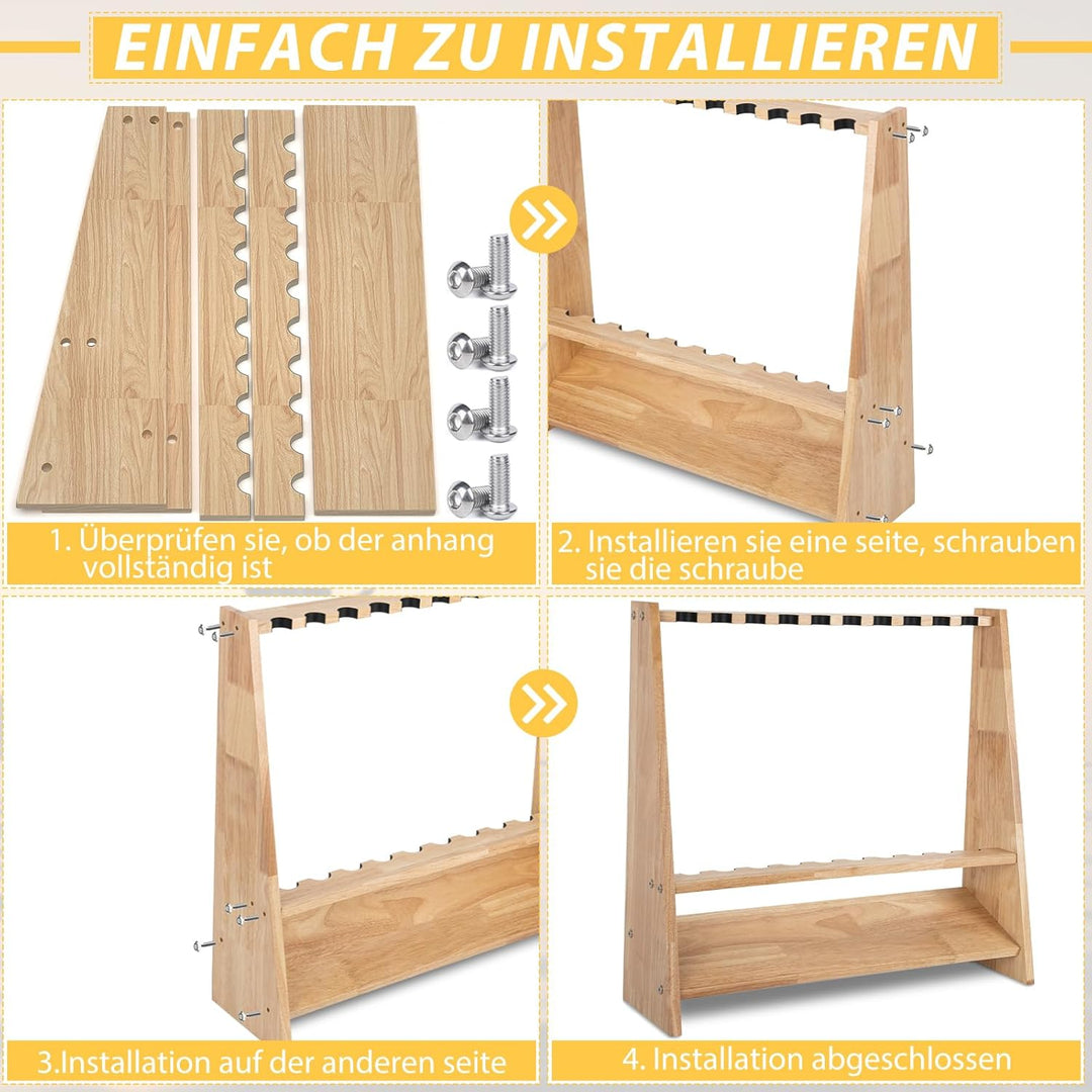 Rutenständer für 10 Angelrutenhalter aus Holz mit Montagezubehör 60 x 18 x 58 cm Originalholz, Ständ