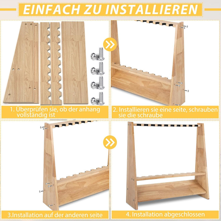 Rutenständer für 10 Angelrutenhalter aus Holz mit Montagezubehör 60 x 18 x 58 cm Originalholz, Ständ