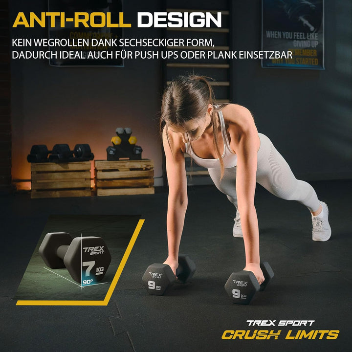 TREX SPORT Neopren Hanteln Set | Kurzhanteln 2er Set 4kg-20kg | Hanteln Frauen &amp; Männer Set 2 x 2 kg