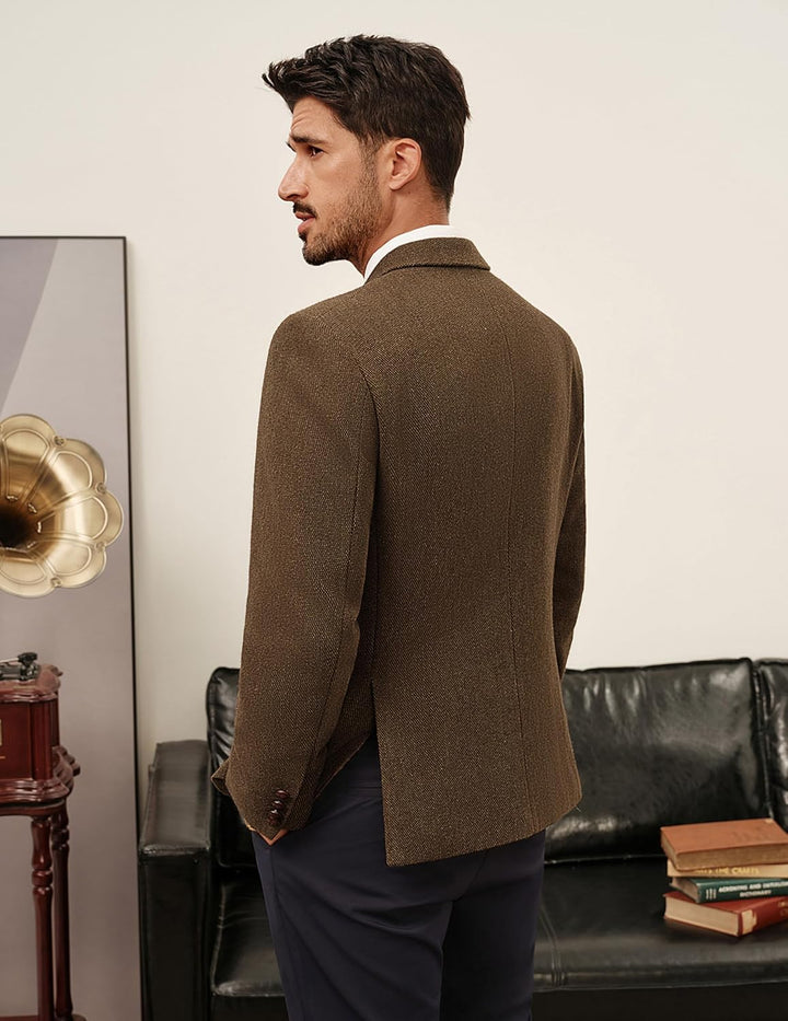 PJ PAUL JONES Sakko Herren 2 Knöpfe Tweed Wolle British Blazer Regular Fit Business Anzugjacke Männe