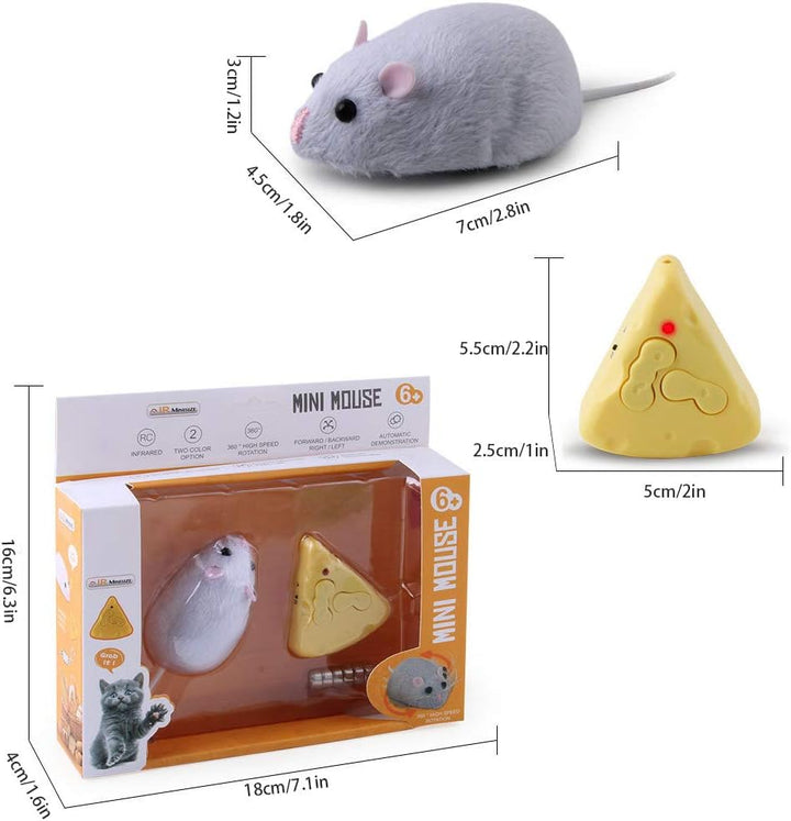 Fernbedienung Maus Katzen, RC Katzenspielzeug Simulation Plüsch Ratte mit Käse Fernbedienung, Fernbe