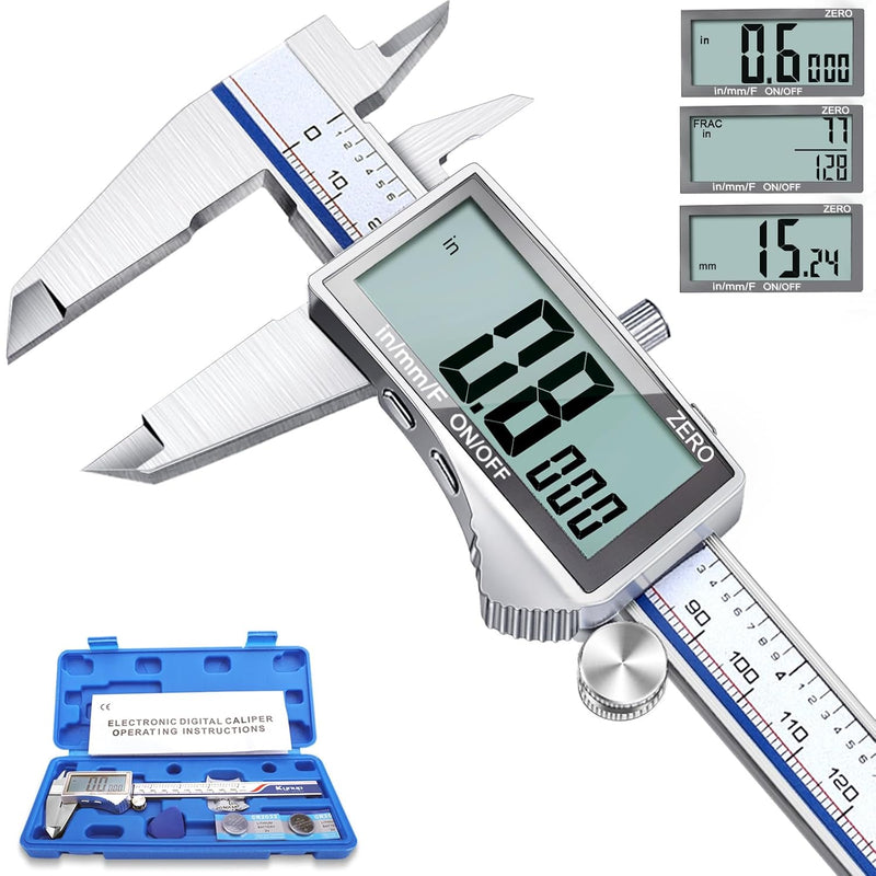 Kynup Digitaler Messschieber mit LCD-Bildschirm, 150mm Digitale Schieblehre Edelstahl, Spritzwasserg