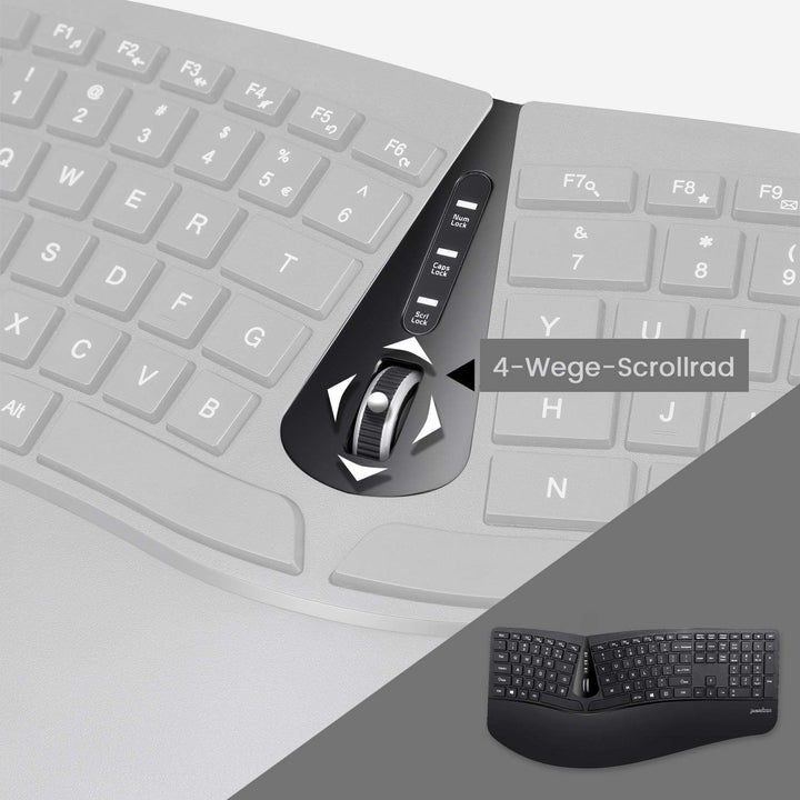 Perixx Periduo-605 Kabelloses Ergonomisches Tastatur- und Vertikalmaus-Set, Geteiltes Tastenfeld, 4-