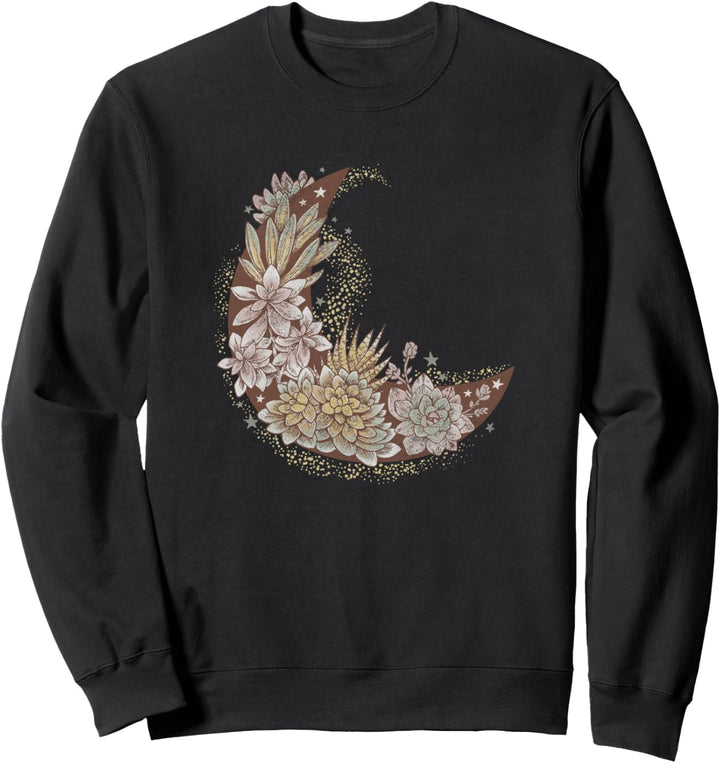 Trendy Succulent Crescent Moon Sweatshirt