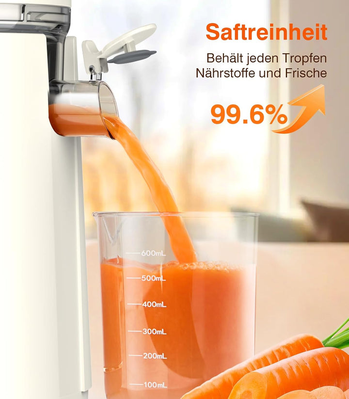 Zasmira Entsafter, Entsafter Slow Juicer mit hohem Drehmoment und 120MM-Einfüllschacht, Kein Vorschn