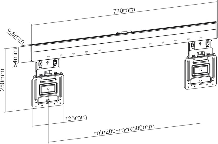 My Wall HE7-1L TV-Wandhalterung Integrierte Wasserwaage 94,0 cm (37 Zoll) - 203,2 cm (80 Zoll), Star