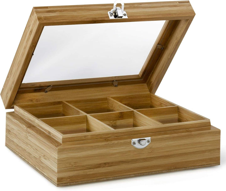 Bredemeijer kleine helle Teebeutel-Kiste mit 6 Fächer und Sichtfenster ca. 20 cm lang