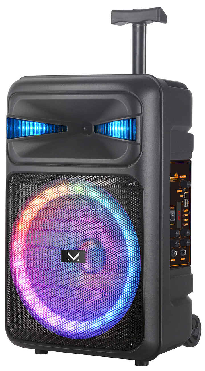 Majestic FIRE T5 - Trolley Bluetooth 5.0, Bunte LED-Lichter, USB/microSD/AUX-IN/MIC, Mikrofon, Fernb