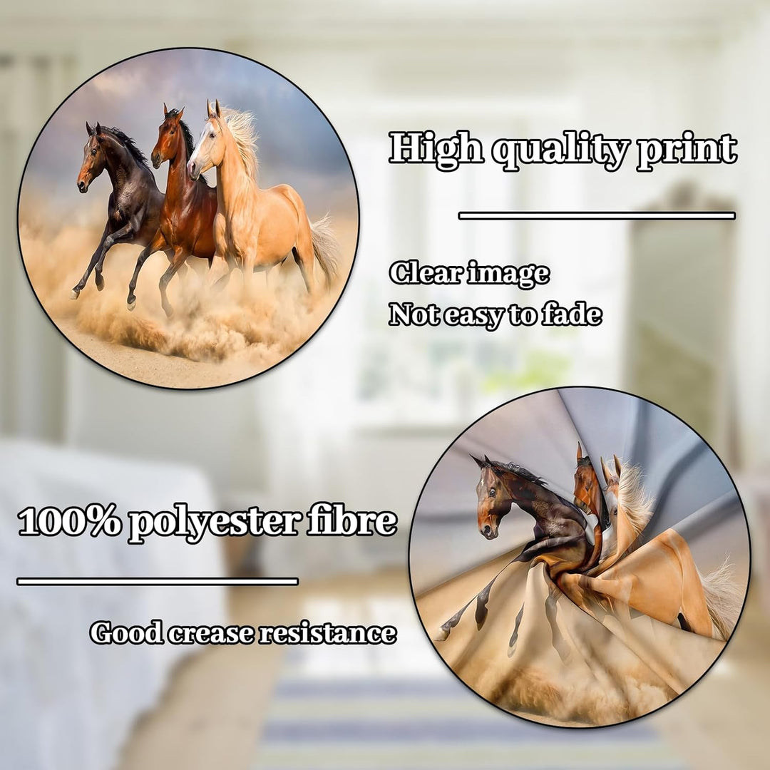 Bettwäsche 135x200, 3D Pferde Tier Muster Bettwäsche-Sets mit Reissverschluss, Super Weiche Angenehm